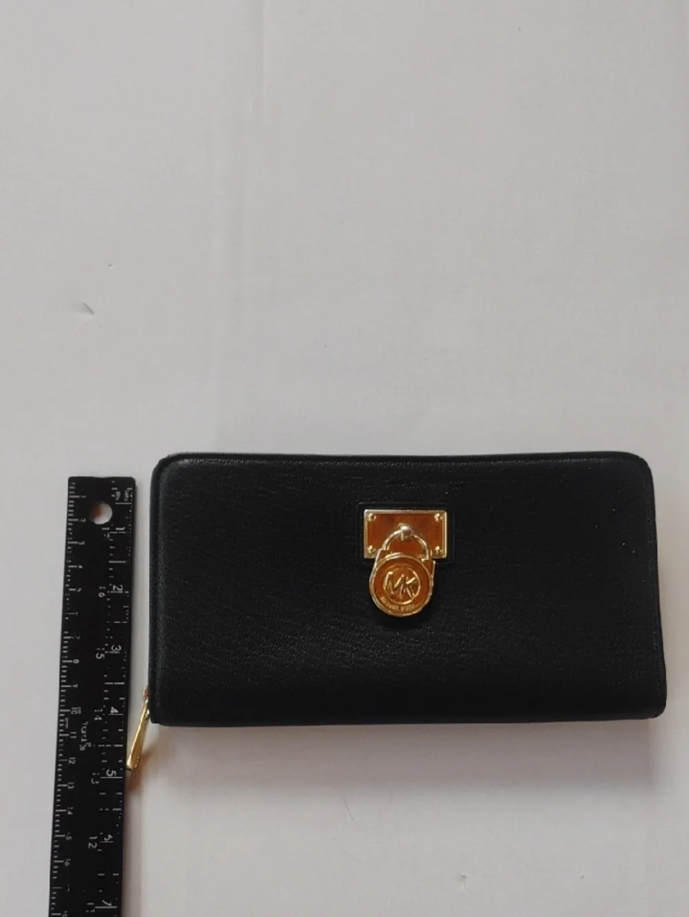 Michael Kors Black Wallet with Gold MK Medallion